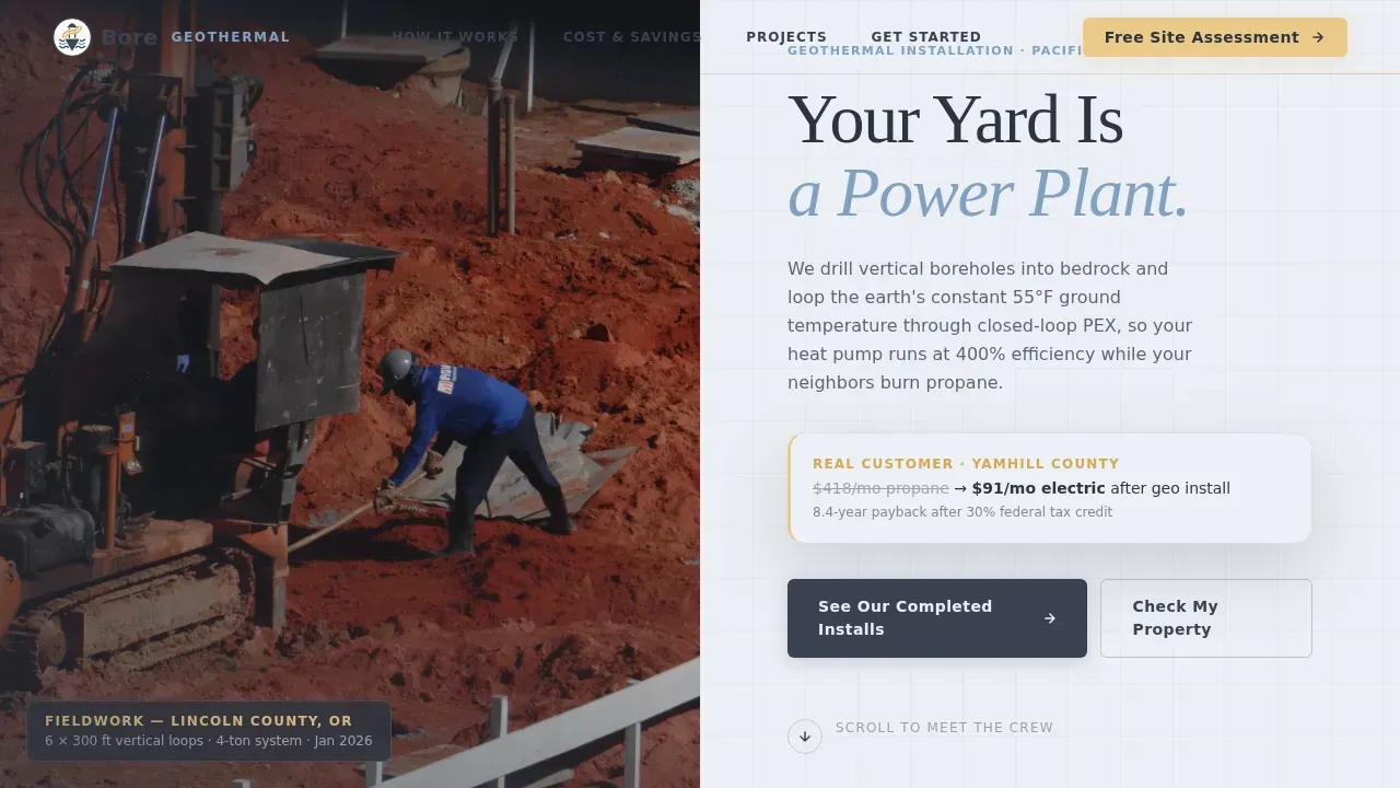 Deep Geothermal Installation Landing Page Template