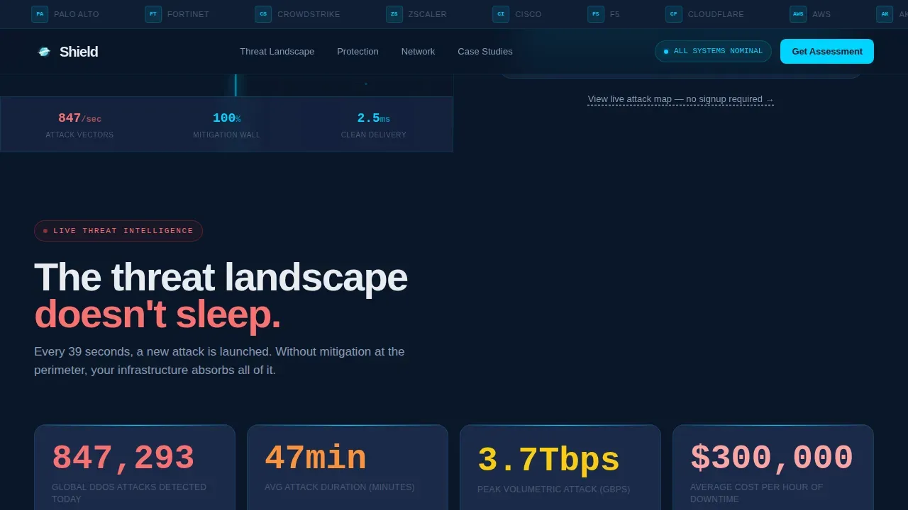 DDoS Protection Landing Page Template for Cyber Security