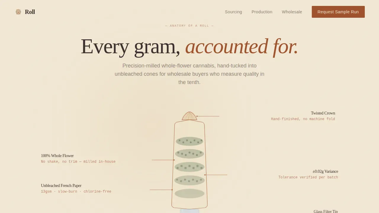 Whole Flower Pre-Roll Manufacturing Landing Page Template