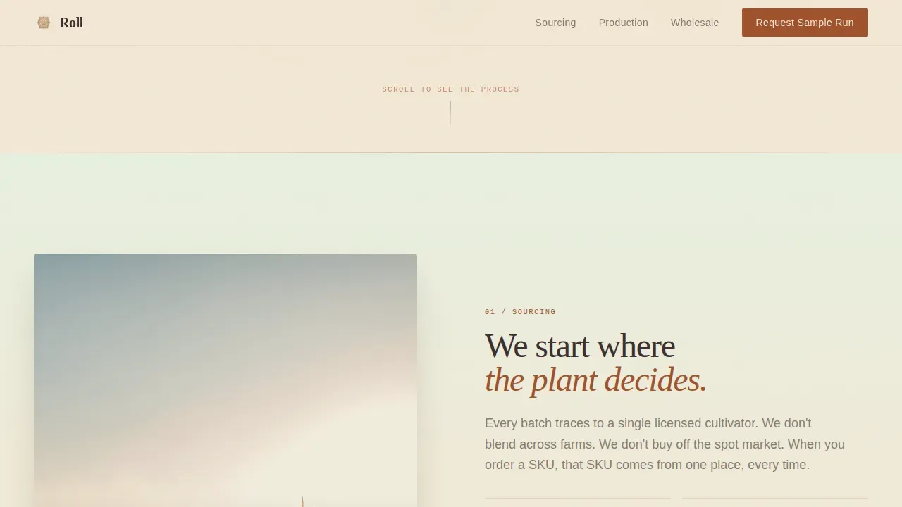 Whole Flower Pre-Roll Manufacturing Landing Page Template