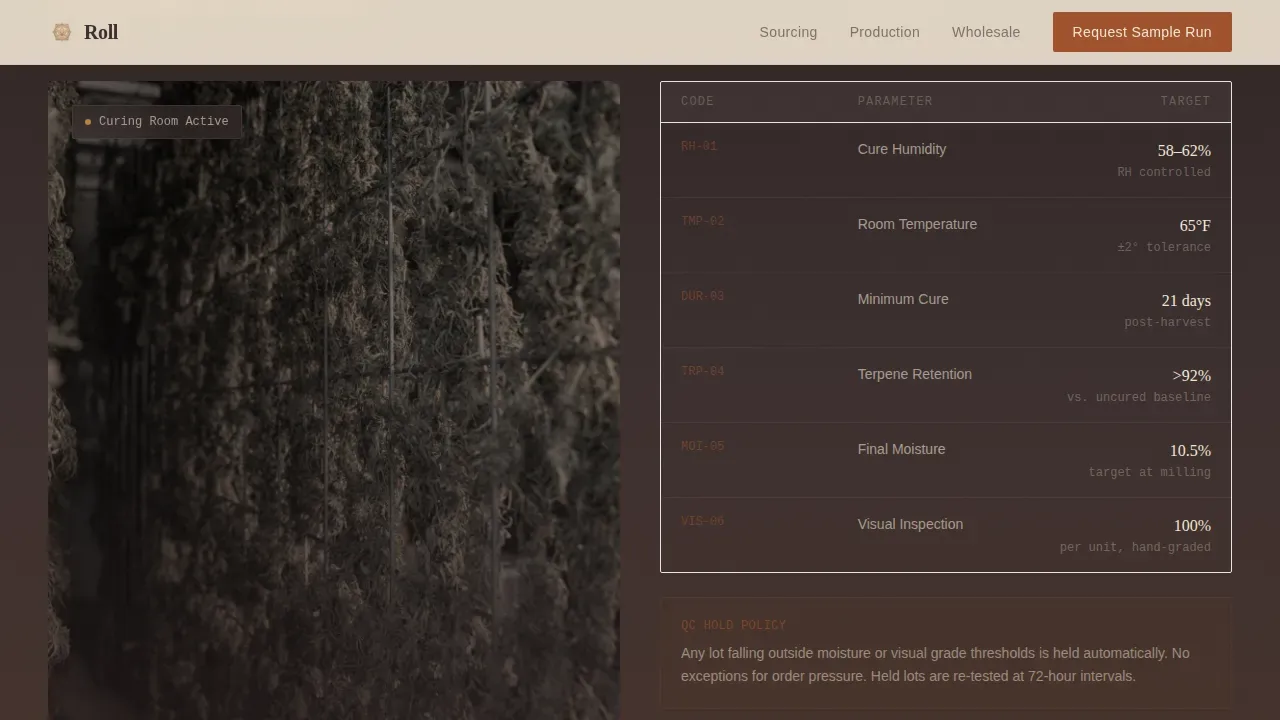 Whole Flower Pre-Roll Manufacturing Landing Page Template