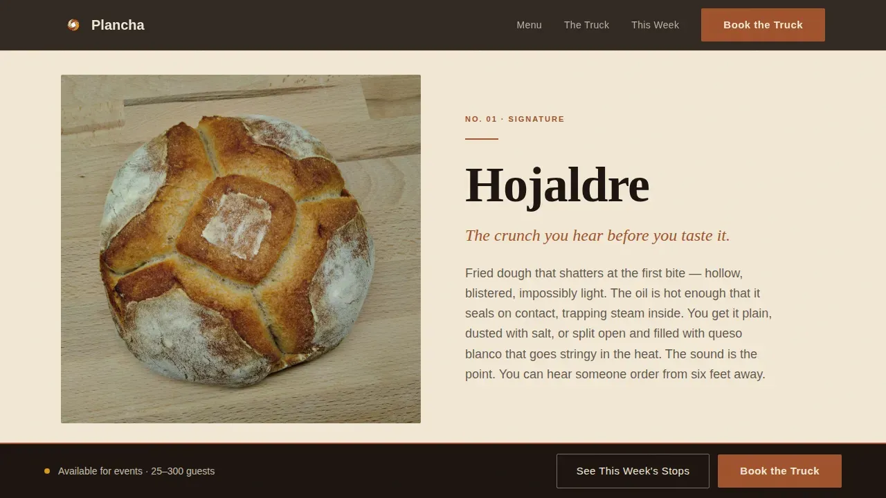 Authentic Food Truck Landing Page Template