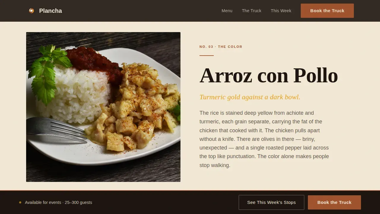 Authentic Food Truck Landing Page Template