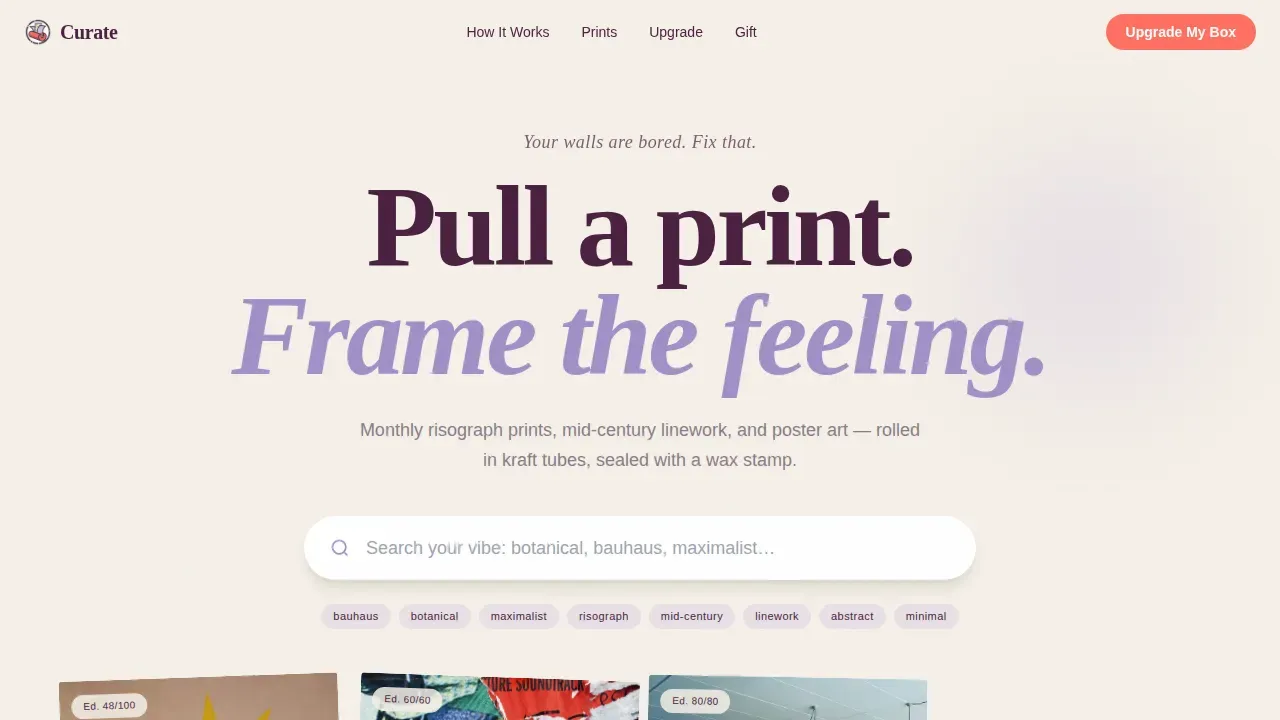 Retro Art Subscription Landing Page Template