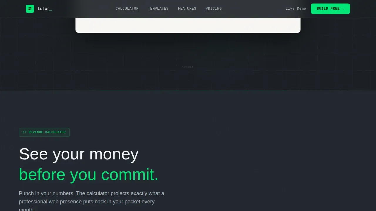 Tutoring Digital Presence Cost Estimator Website Template