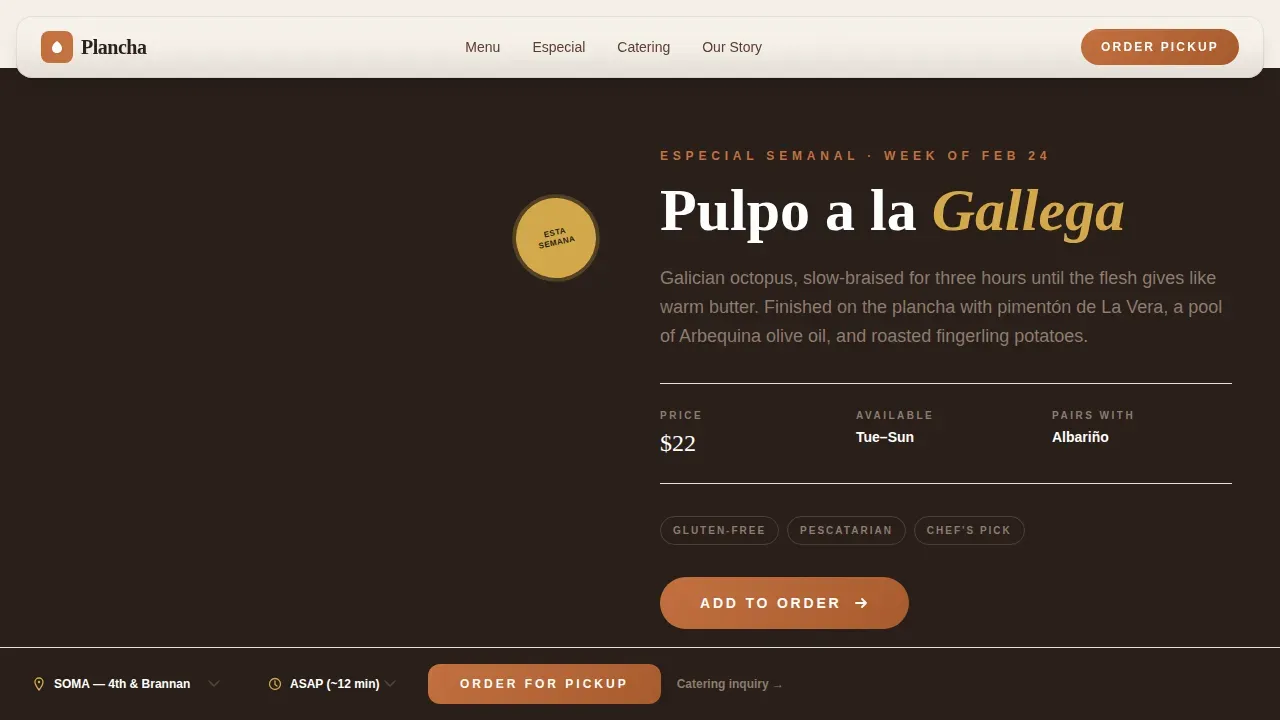 Premium Iberian Kitchen Landing Page Template