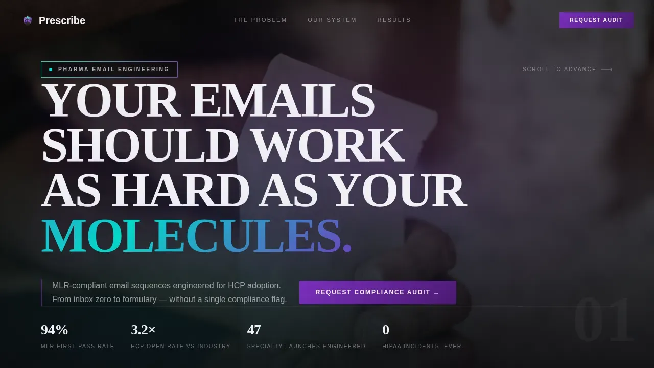 Compliant Pharma Communications Landing Page Template