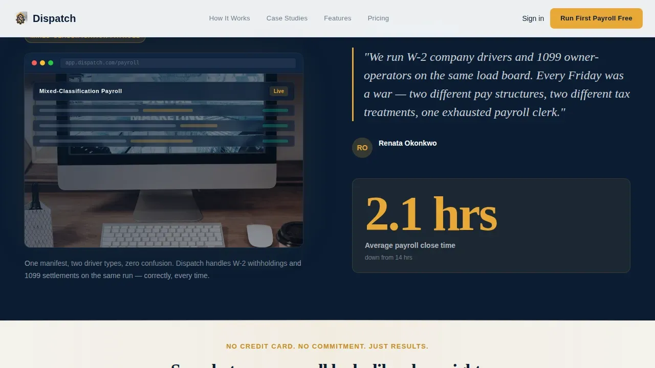 Powerful Freight Payroll | Free Website Template | Rocket