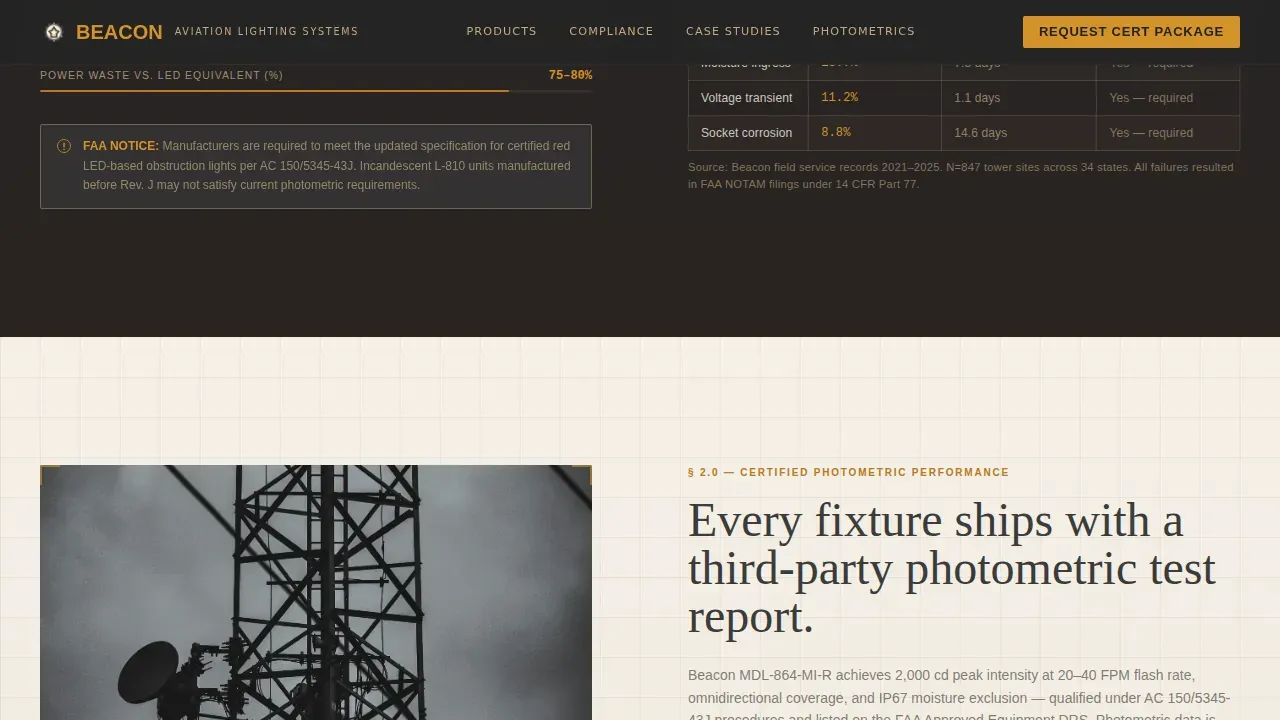 Aviation Lighting Manufacturer Website Template