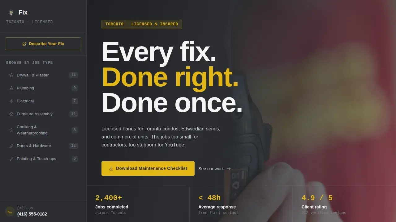 Precision Handyman Services | Free Website Template | Rocket