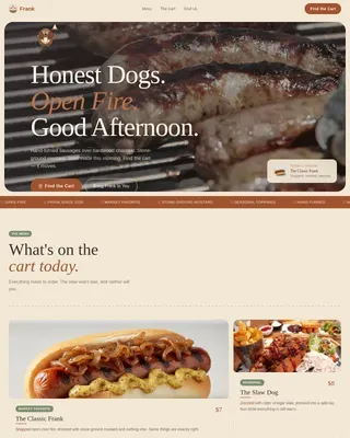 Street Food Cart Landing Page Template | Pastoral Card Grid