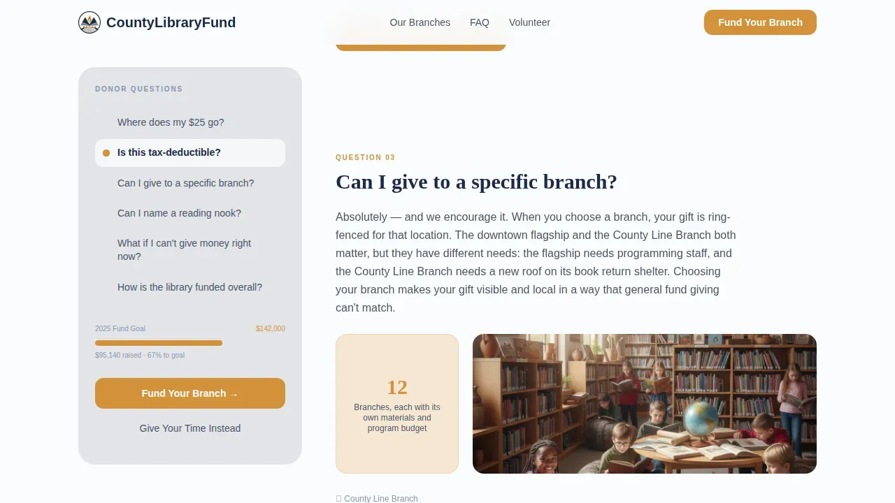 Community Literacy Grants Landing Page Template