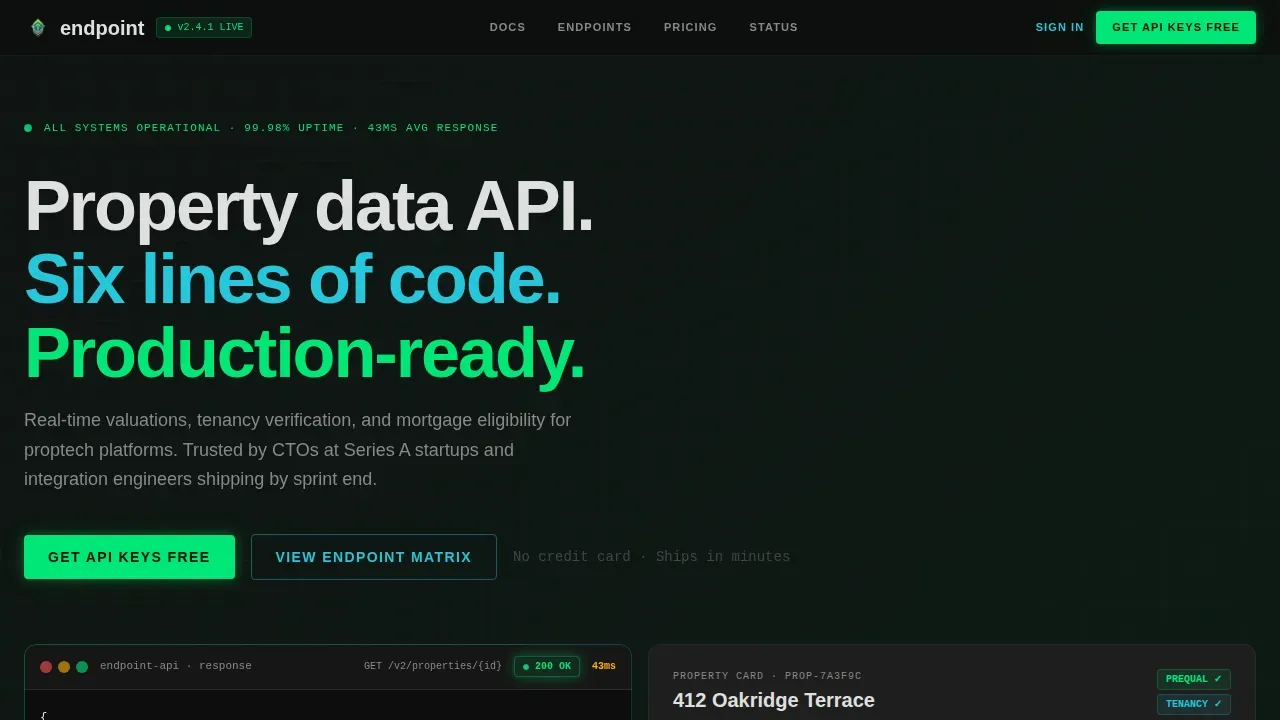 Instant Market Intelligence API Landing Page Template