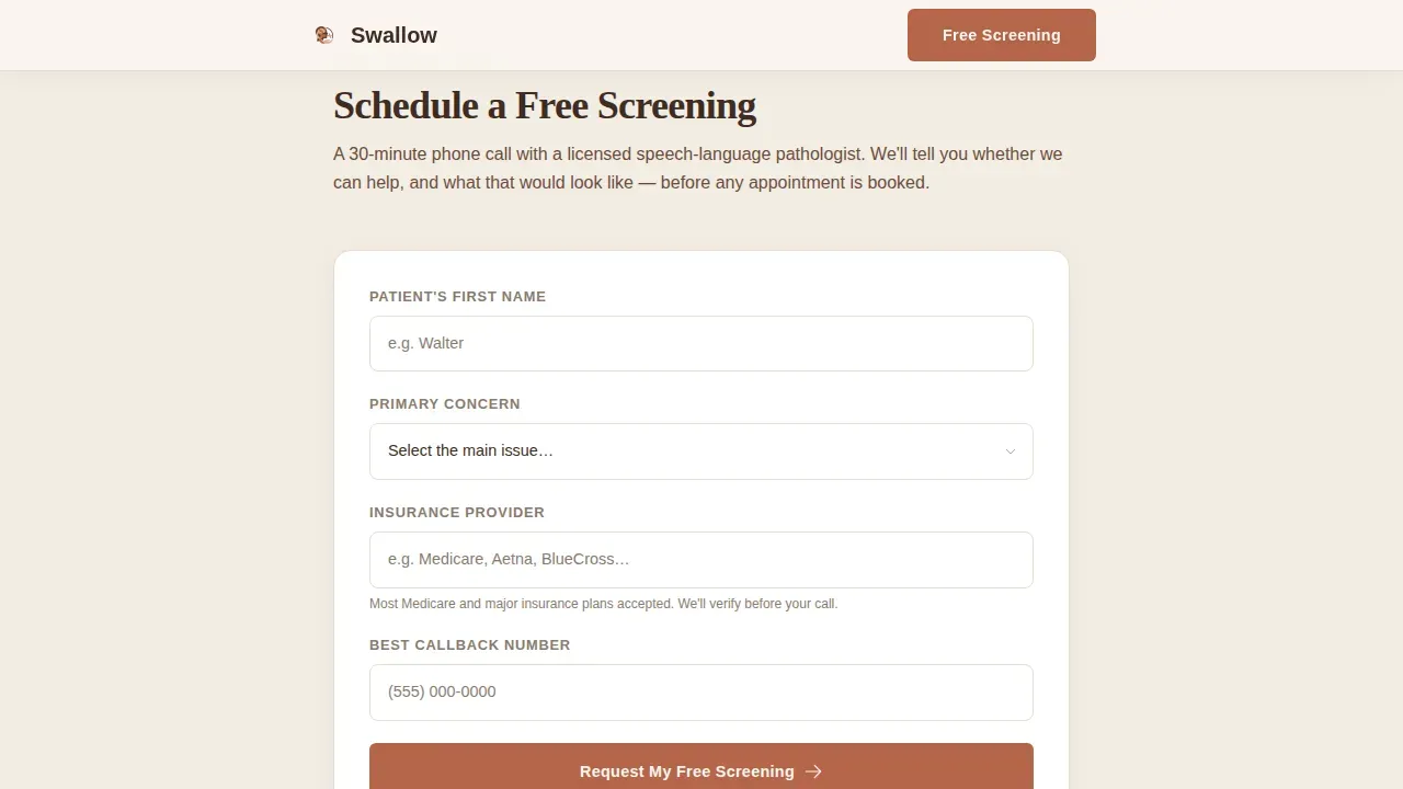 Senior Speech Therapy Landing Page Template
