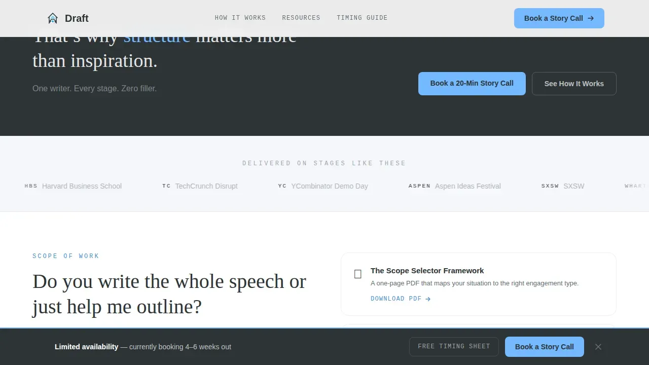 Speechwriter Booking Website Template