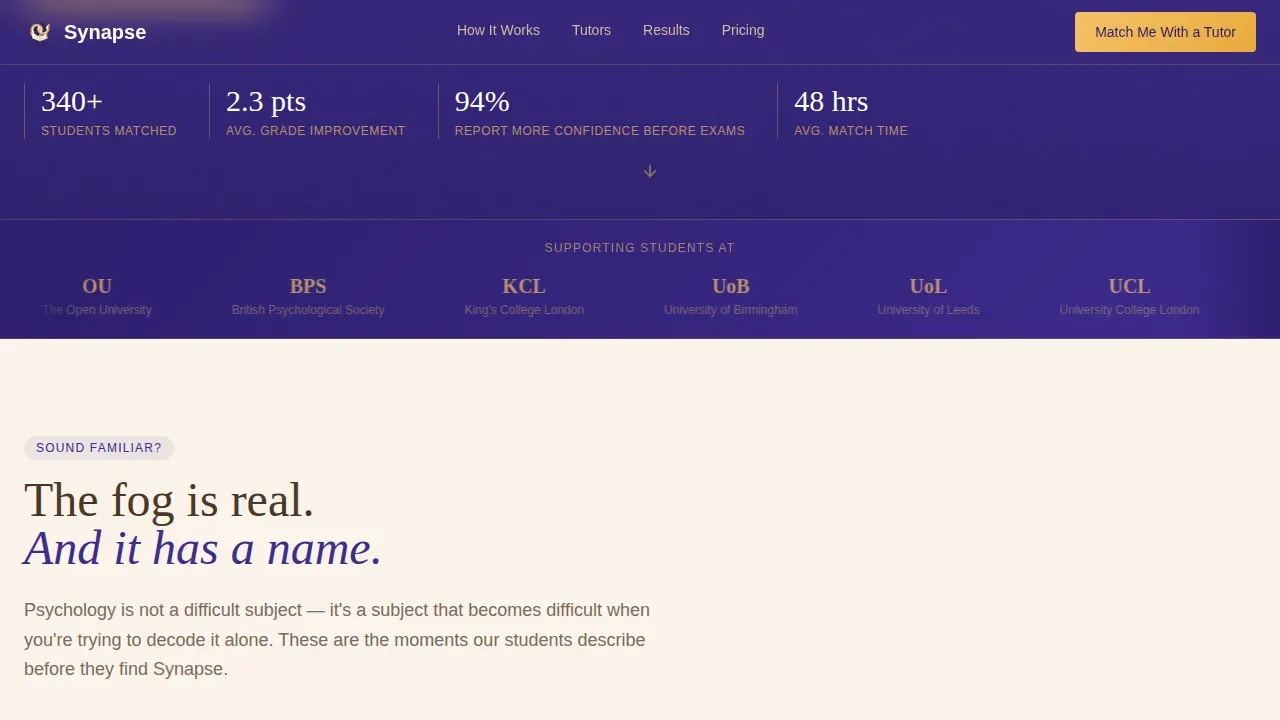 Psychology Tutoring Comparison Landing Page Template