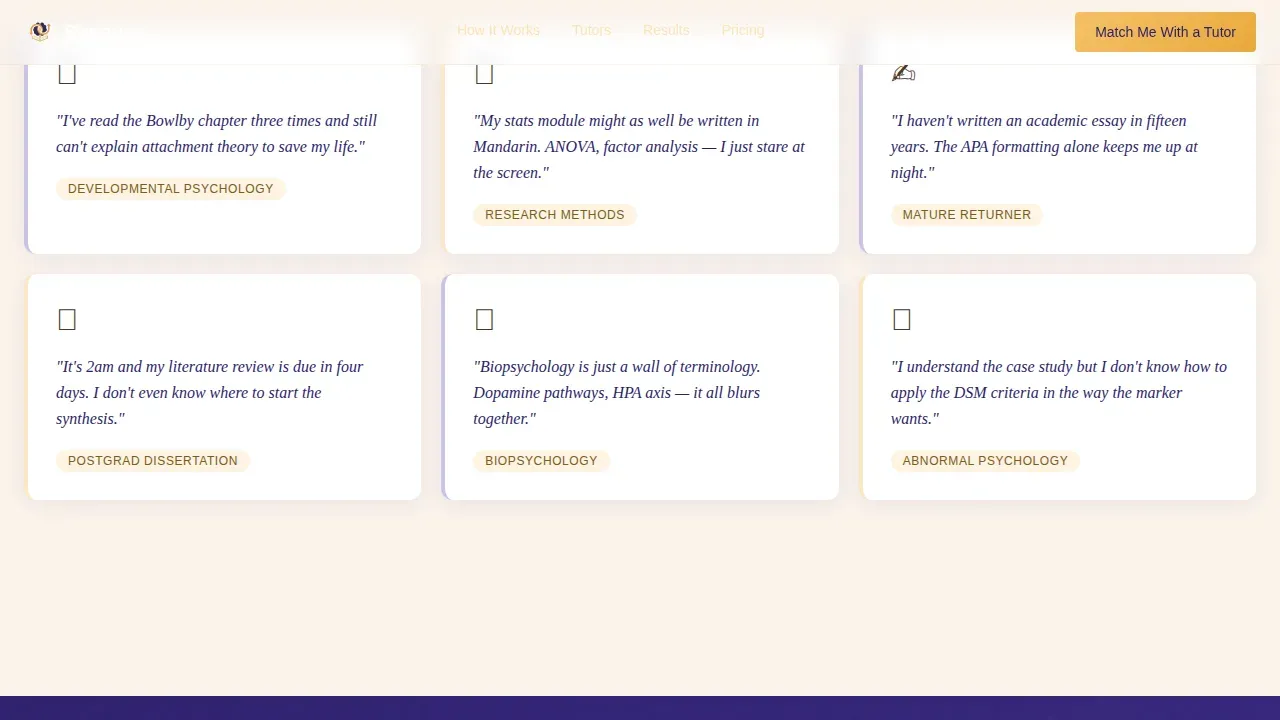 Psychology Tutoring Comparison Landing Page Template