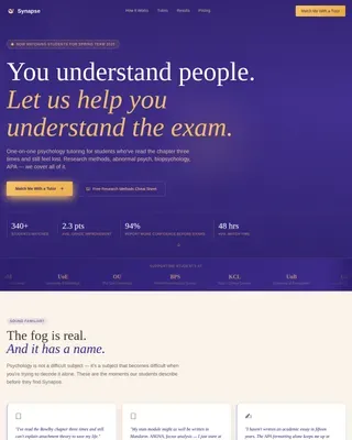 Psychology Tutoring Comparison Landing Page Template