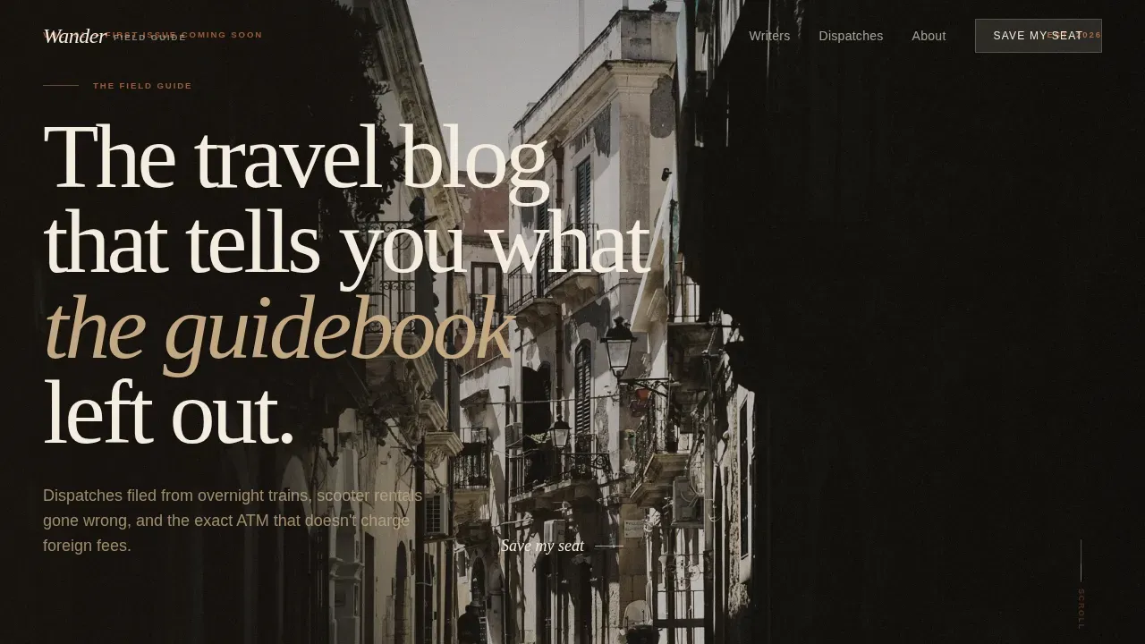 Specialist Travel Blog & Media Pre-Launch & Coming Soon Website Template