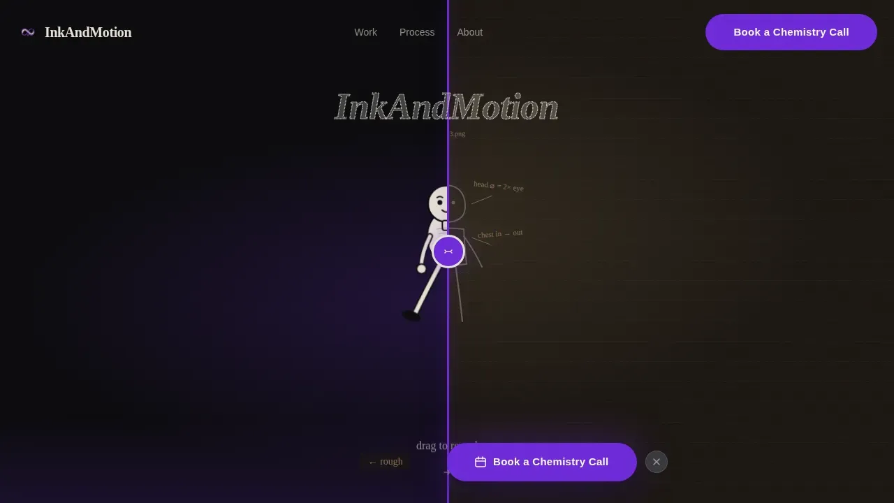 Hand-Inked Animator Interactive Portfolio Landing Page