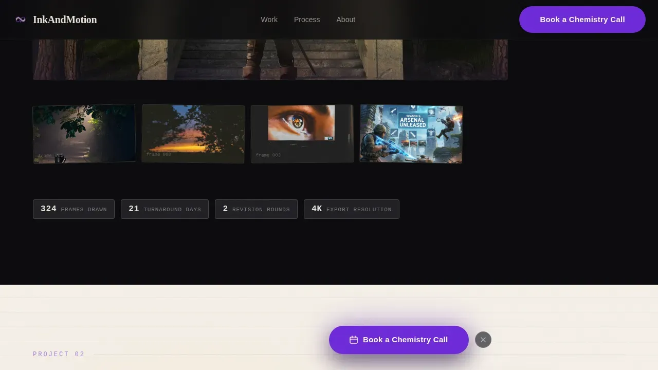 Hand-Inked Animator Interactive Portfolio Landing Page