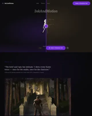 Hand-Inked Animator Interactive Portfolio Landing Page