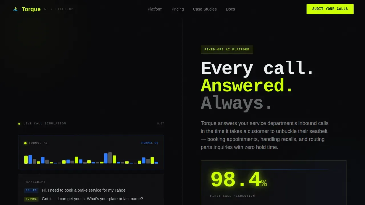 AI Automotive Service Call Management Landing Page Template