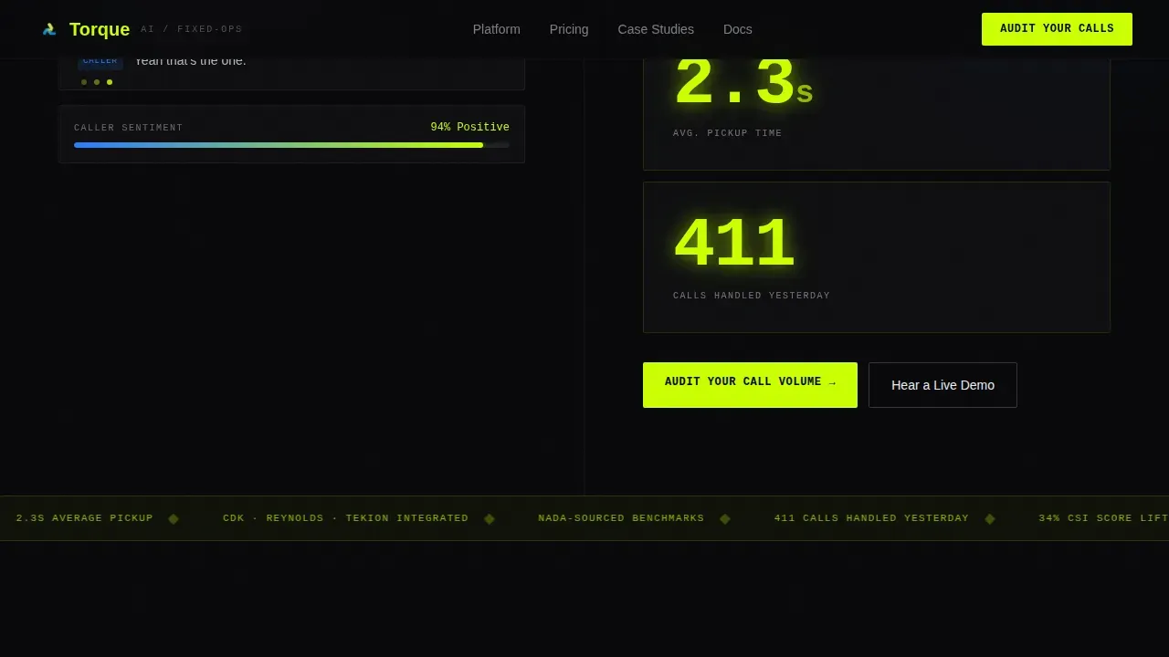 AI Automotive Service Call Management Landing Page Template