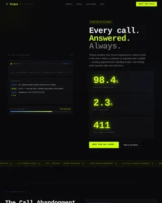 AI Automotive Service Call Management Landing Page Template