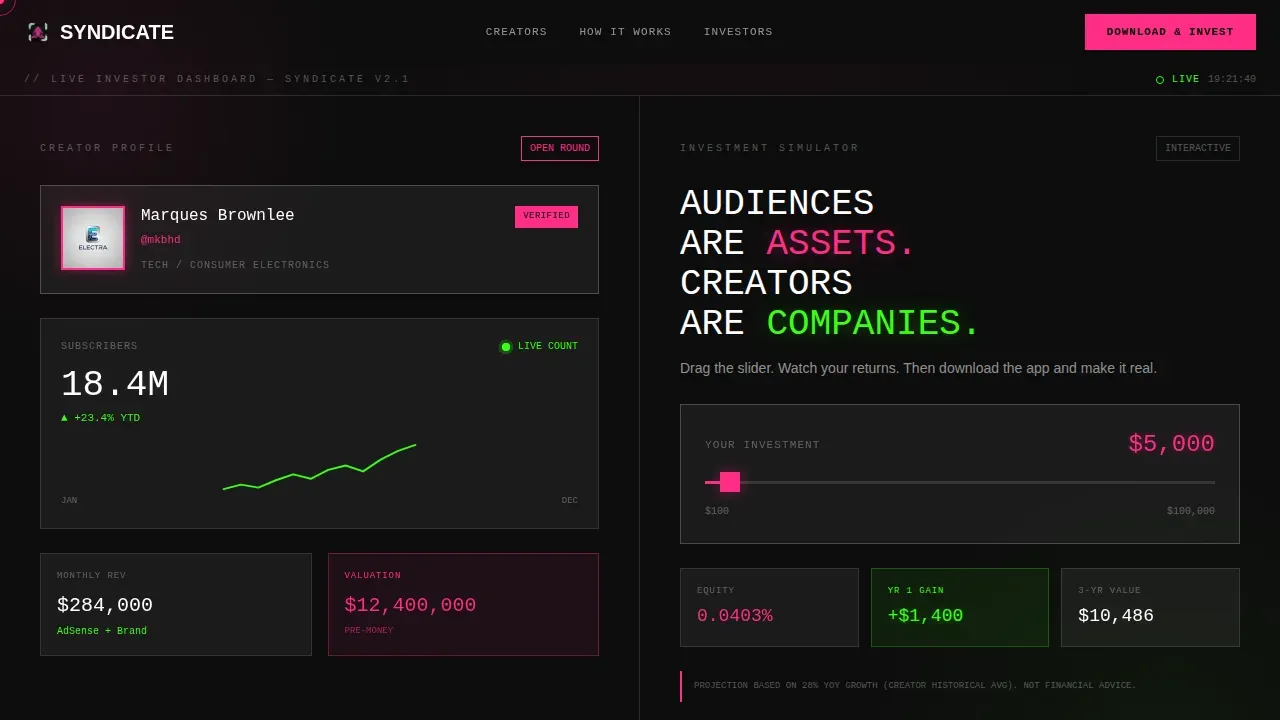 Bold Creator Investor Landing Page Template