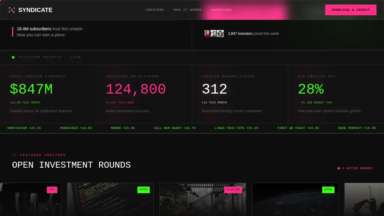 Bold Creator Investor Landing Page Template
