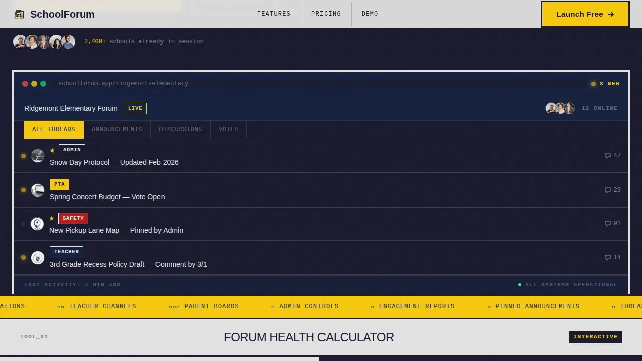 Education K-12 Digital Presence Cost Calculator Website Template