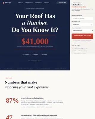 Stats-First Roofing Inspection Booking Landing Page
