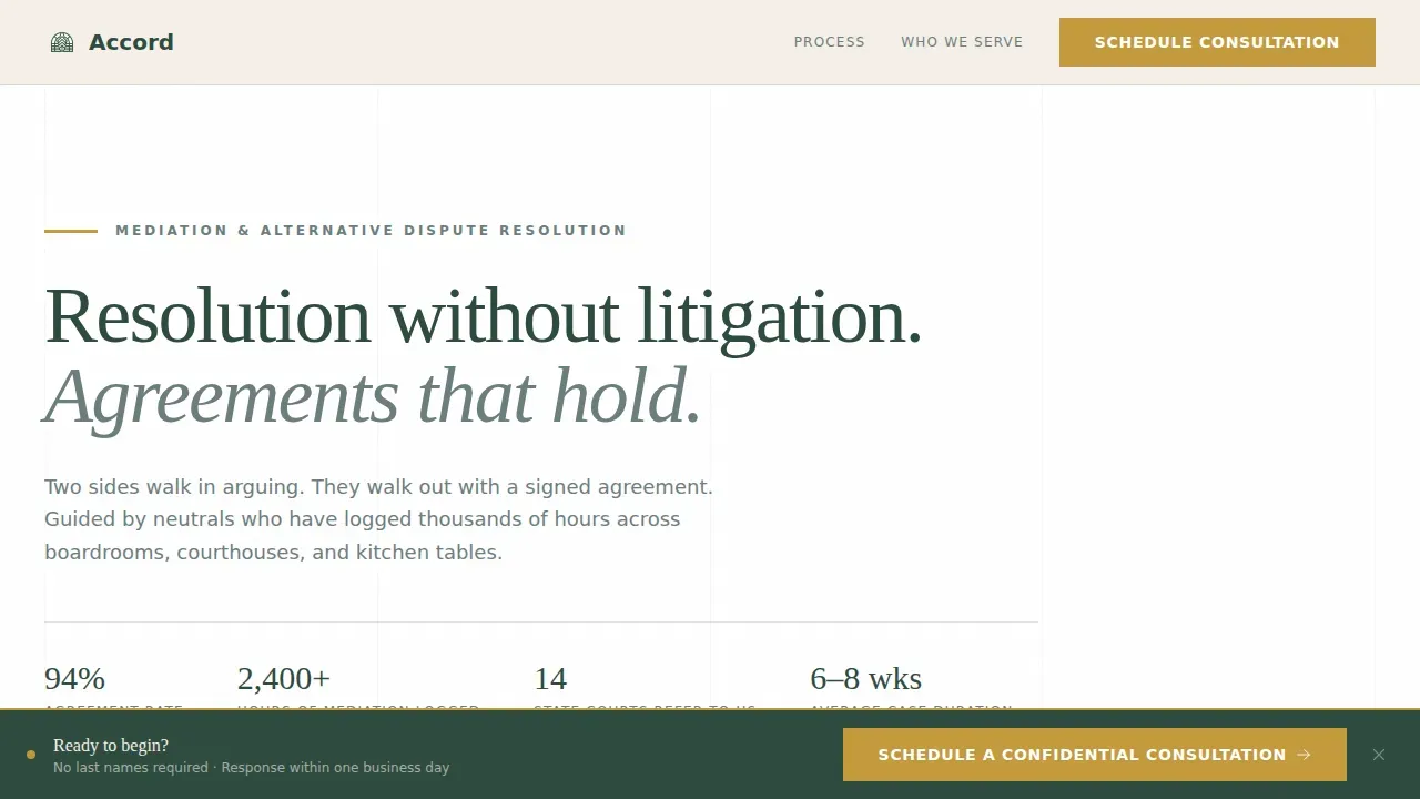 Trusted Conflict Mediation Landing Page Template