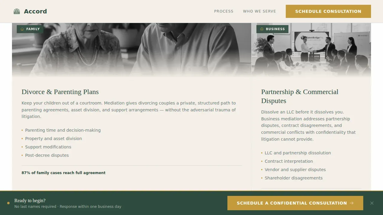 Trusted Conflict Mediation Landing Page Template
