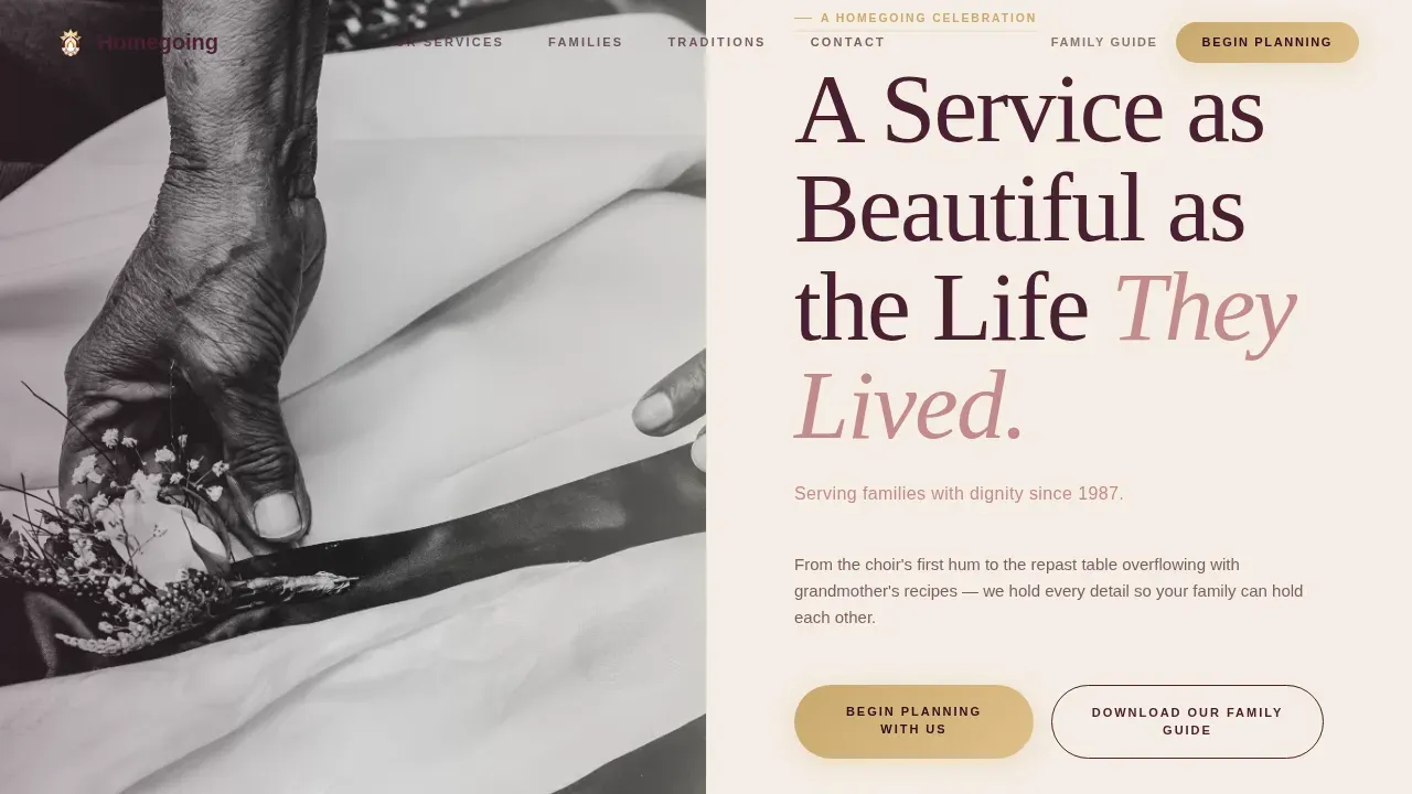 African American Funeral Home Landing Page Template