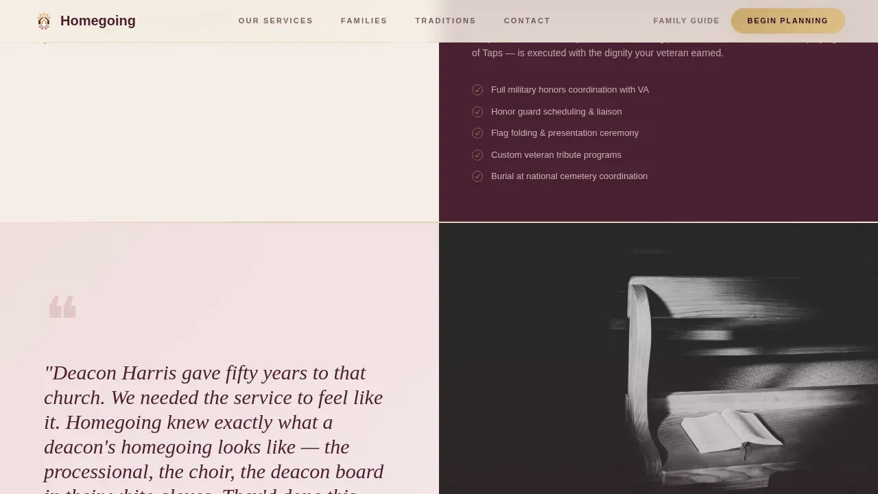 African American Funeral Home Landing Page Template