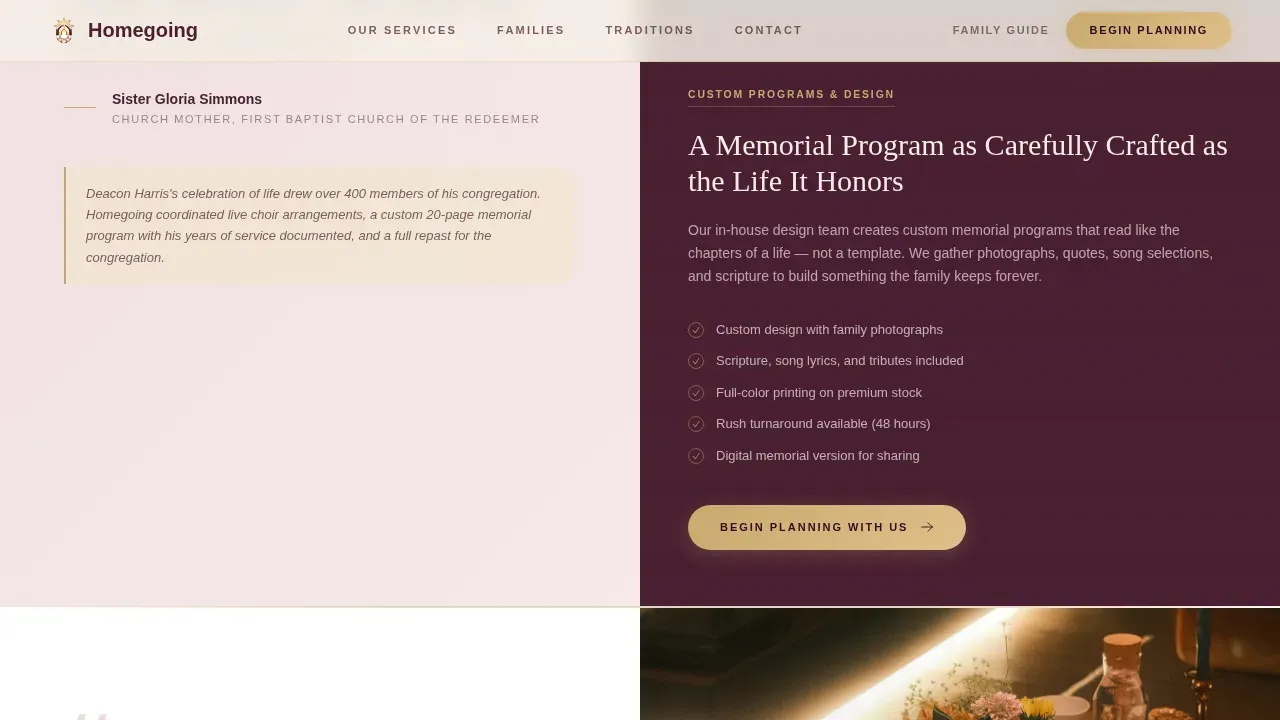 African American Funeral Home Landing Page Template