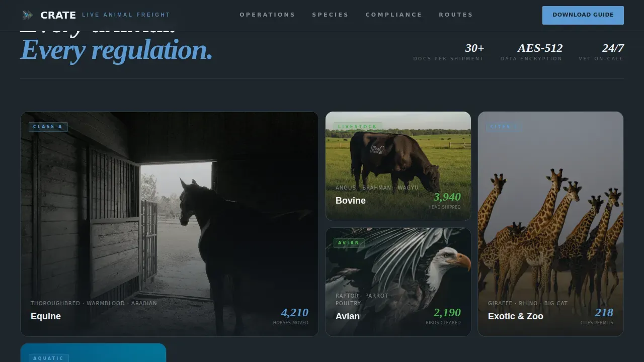 Expert Animal Logistics | Free Website Template | Rocket