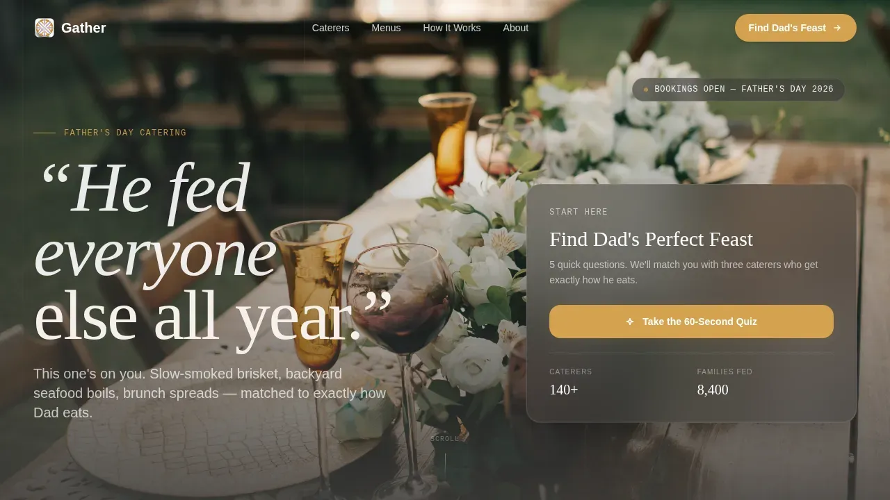 Premium Dad Catering Landing Page Template