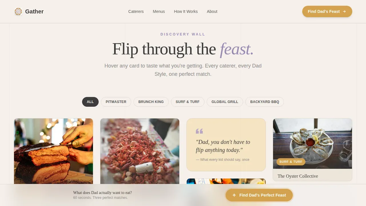 Premium Dad Catering Landing Page Template