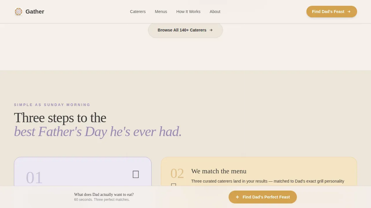 Premium Dad Catering Landing Page Template