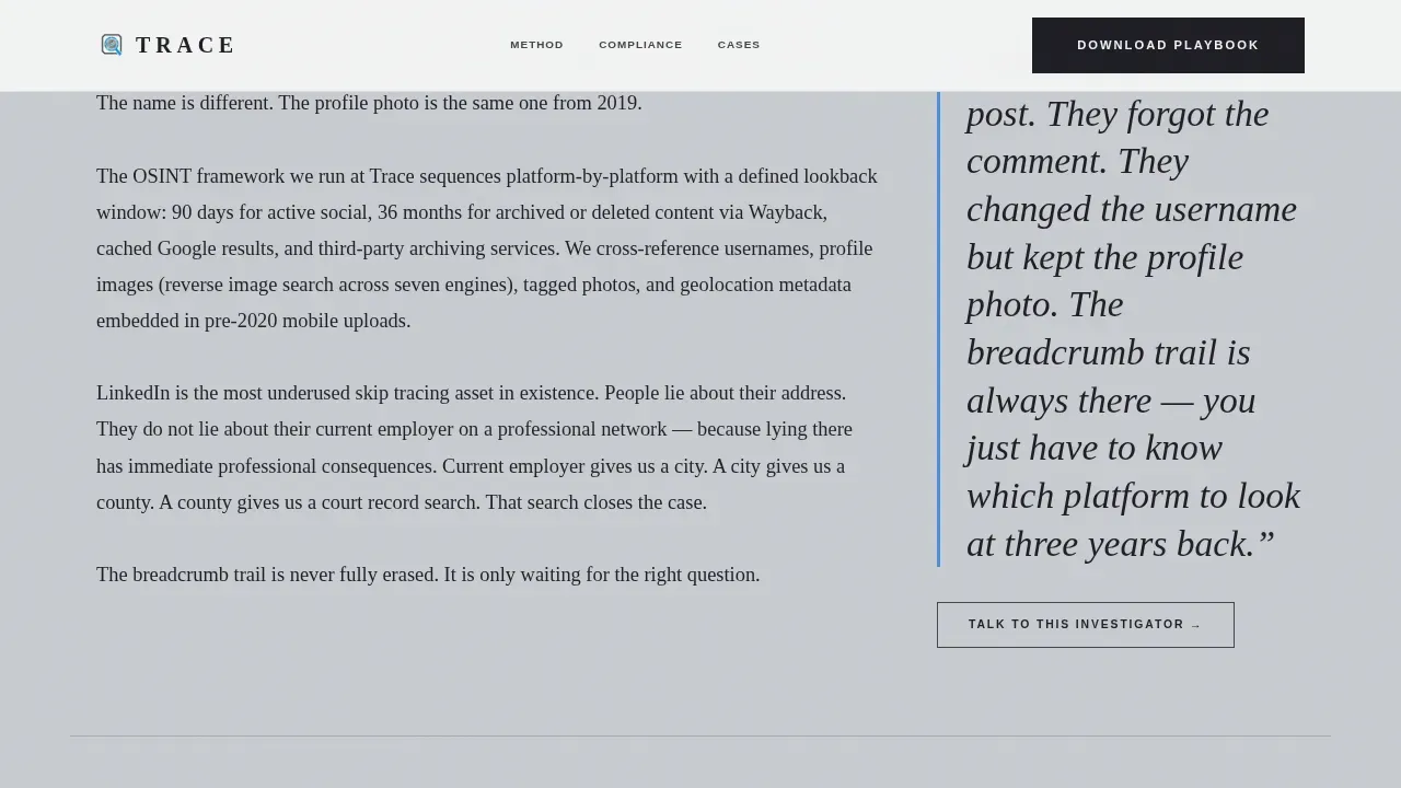 Expert Panel Skip Tracing Service Landing Page Template