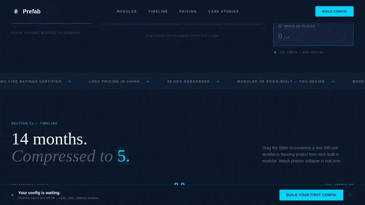 Modular Construction Booking System Landing Page Template