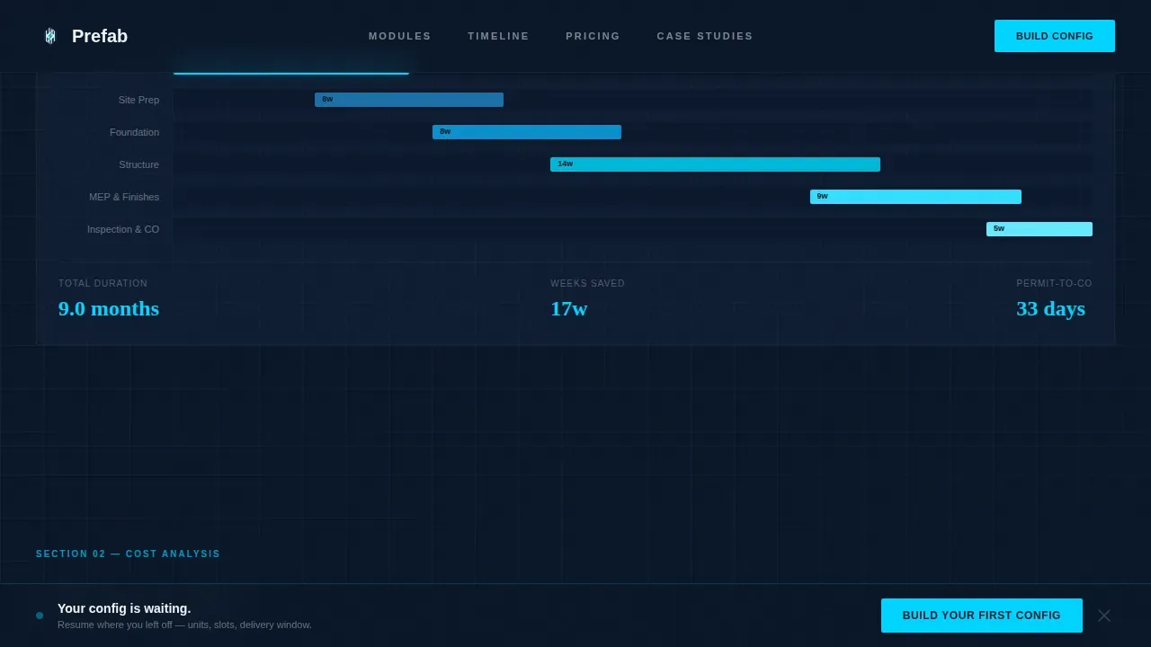 Modular Construction Booking System Landing Page Template