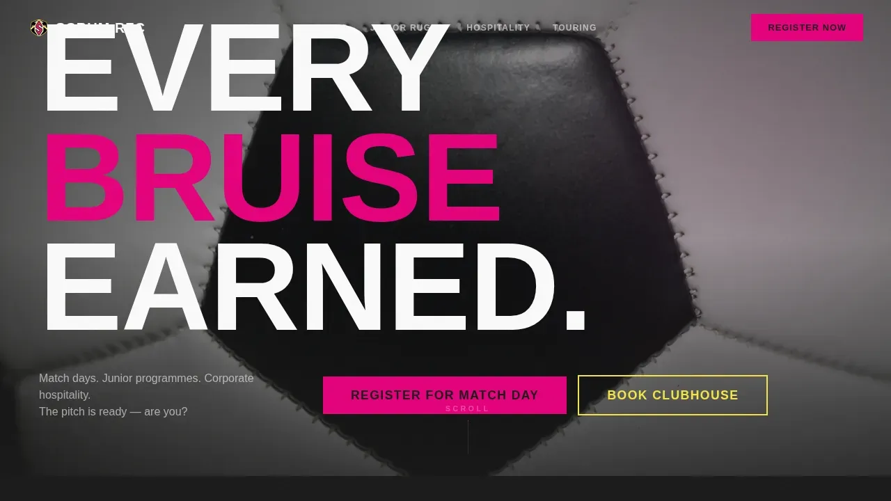 Industrial Raw Rugby Club Landing Page Template