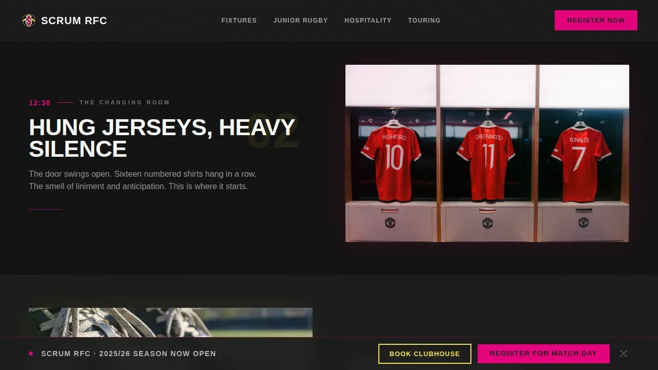 Industrial Raw Rugby Club Landing Page Template