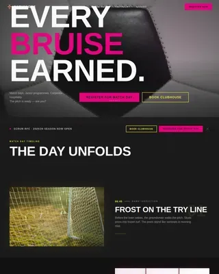 Industrial Raw Rugby Club Landing Page Template