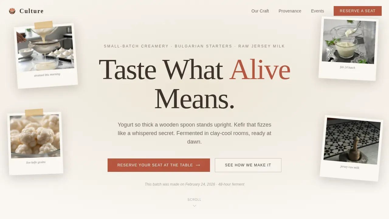 Artisan Yogurt & Kefir Brand Landing Page Template