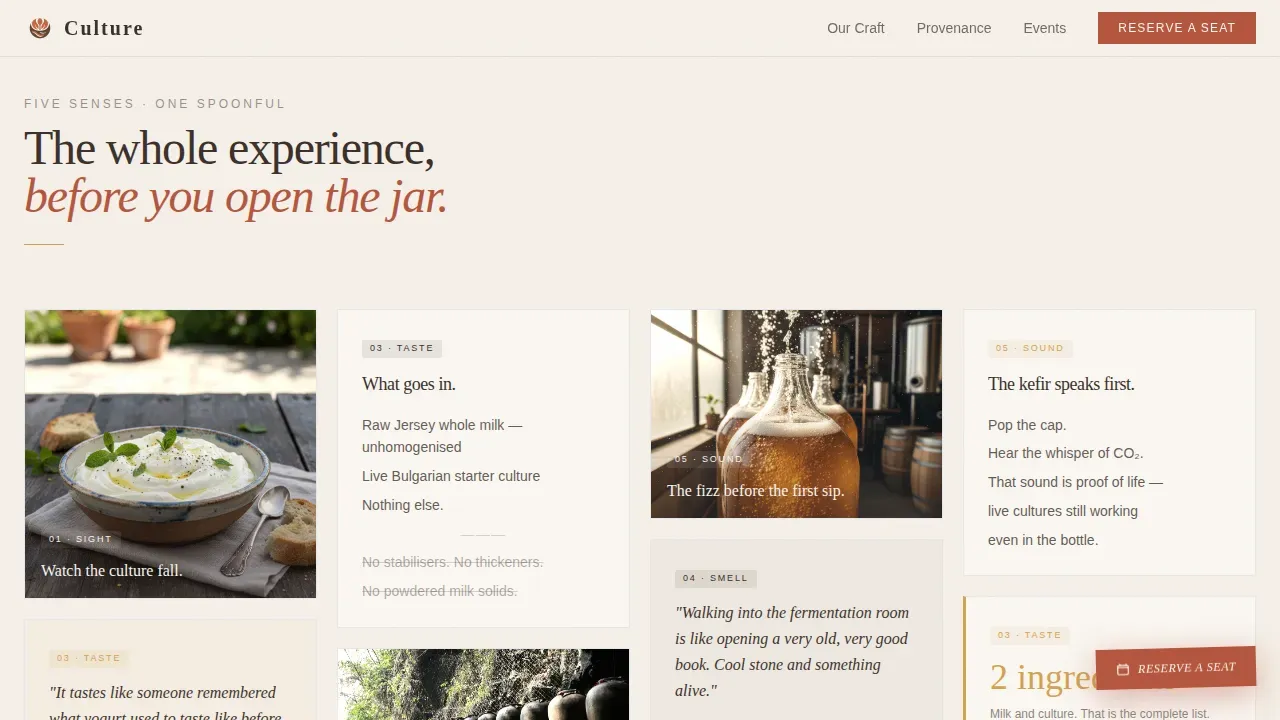 Artisan Yogurt & Kefir Brand Landing Page Template